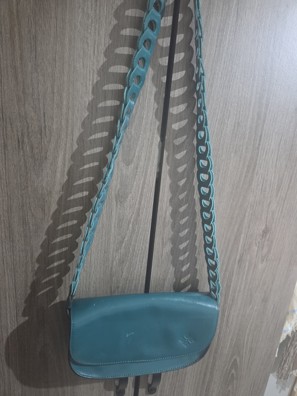 Patricia Nash Chelsey Teal Leather Crossbody with Braided Strap